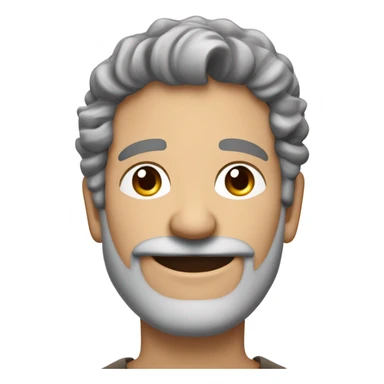 Older attractive man with mediumlong pepper grey brown hair tucked behind his ears & a little bit curly with a five o clock shadow beard smiling sticker