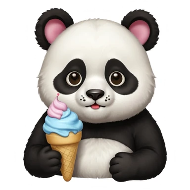 Panda eating ice cream and cat sticker