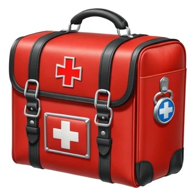 A paramedic’s emergency kit bag placed beside the ambulance door.
 sticker