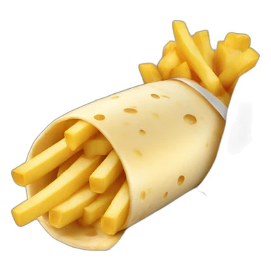 cheese sauce and fries in a burrito sticker