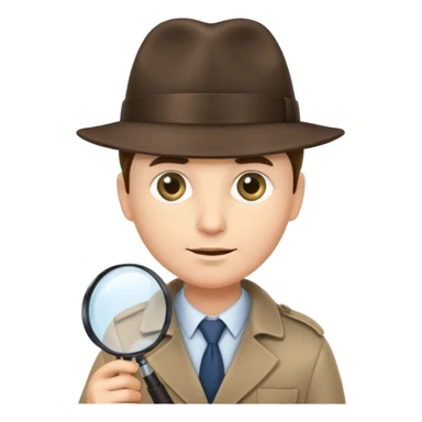 a detective with a hat and a magnifying glass sticker