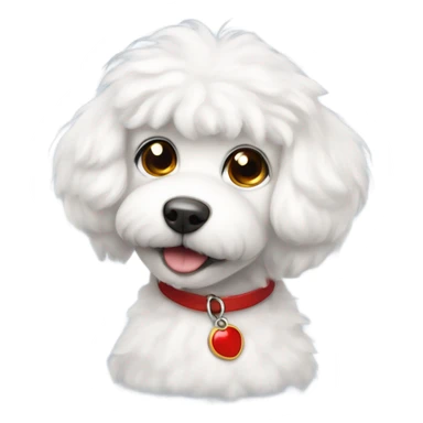 White fluffy dog with red collar and big eyes that look a little human sticker