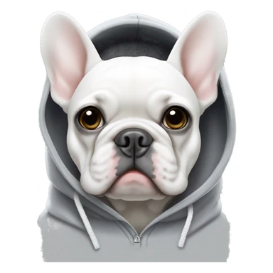 White and grey French bulldog wearing a hoodie sticker