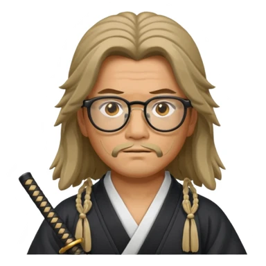 Long Haired Samurai with Glasses,Long-haired ronin adjusting spectacles sticker