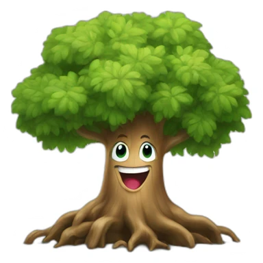 tree with a big smile sticker