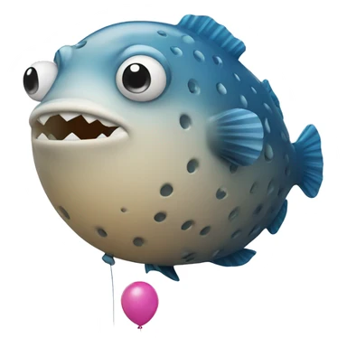 Blowfish holding a balloon sticker