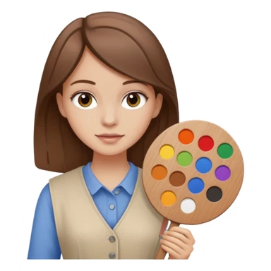 White girl brown hair around 8 with Colour palette and malbert  sticker