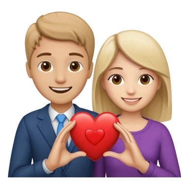 Two people holding half a heart up sticker