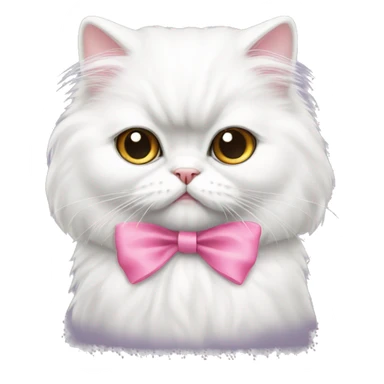 Cute white persian cat with a pink bow  sticker