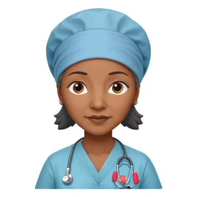 older black doctor woman with scrub cap not smiling sticker