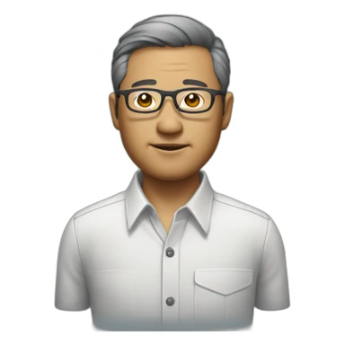 middle aged chinese man with clear aviator glasses in a button down office shirt sticker