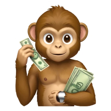 monkey holding money on shoudure sticker