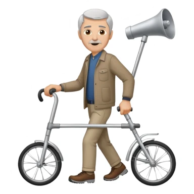 Caucasian Man using a walker with a bike horn on it sticker