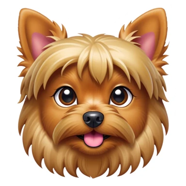 Cinematic Cute Yorkshire Terrier Portrait Emoji, Head perked with bright, twinkling eyes and a perky expression, showcasing a soft, silky fur in rich hues, simplified yet adorably detailed, glowing with a cheerful, inviting glow, high shine, exuding playful intelligence and spunky charm, styled with a gentle, whimsical outline, capturing the essence of a cute Yorkshire Terrier that appears ready to frolic off the screen with irresistible energy! sticker
