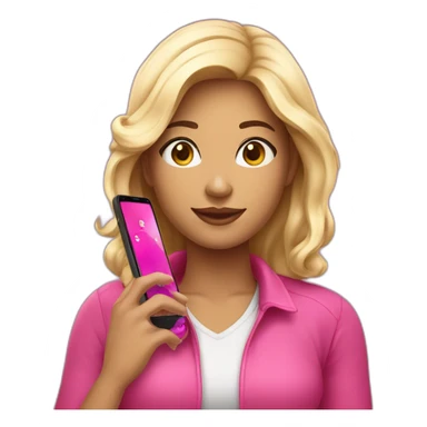 Mulher loira com fone rosa  sticker