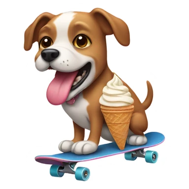 Dog on a skateboard eating ice cream  sticker