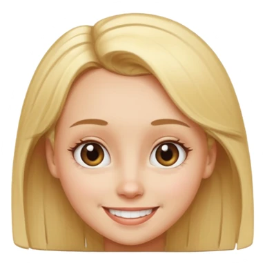 An emoji of a blond girl with a VERY VERY VERY big forehead sticker
