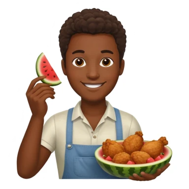 black person holding fried chicken and watermelon sticker