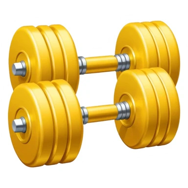 Generate a high-quality emoji of a yellow dumbbell, realistic color and shading, smooth gradient colors, no facial features, no brand markings, simple white background, high-resolution.
 sticker