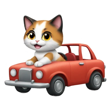calico kitten driving car sticker