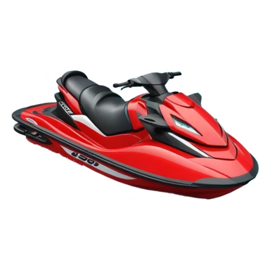 jet ski (red black and white all in the same amount. maybe a red a bit more dominant) on the sea. show the sea under the jet ski - blue with turquoise. no sky - white background instead. DO NOT REMOVE THE SEA AND THE WHITE WHEN FINALIZING!  NO ONE ON THE JET SKI  sticker