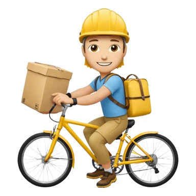 Courier + yellow helmet + delivery bag, City Cyclists. sticker