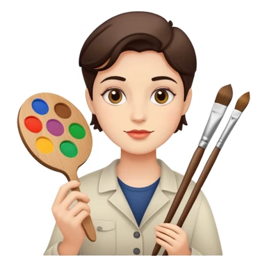 artist with palette and brushes sticker