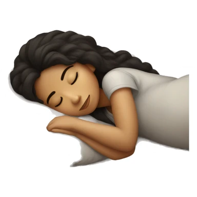 Sleeping girl on pillow dark hair sticker