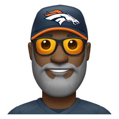 Bald black guy dark grey long beard wearing Denver broncos cap and sunglasses  sticker