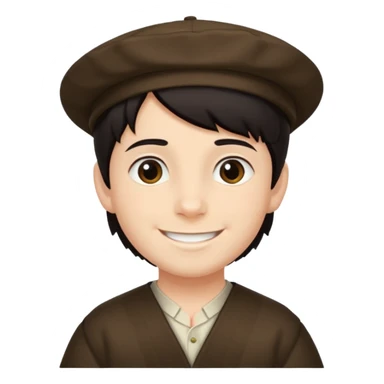 young boy dark hair with yalmulke on with sidelocks sticker