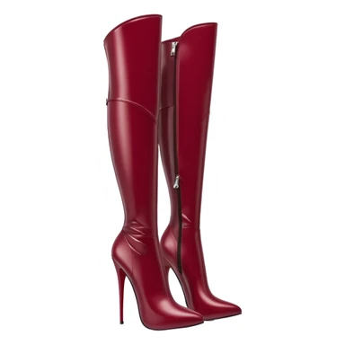 burgundy red latex knee high heel boots sticker