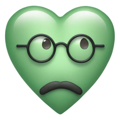 Sage green heart face with monocle sticker