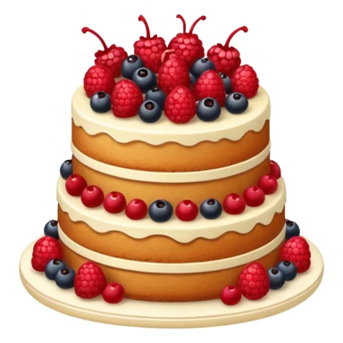 Naked cake with vanilla filling and various red berries on top. sticker