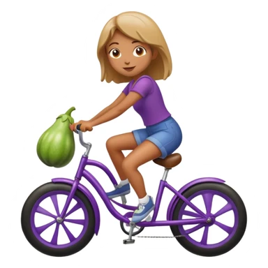 Girl riding a eggplant like bike sticker