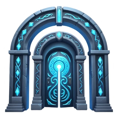 universe gate object icon, gigantic cosmic portal doorway, swirling galaxy energy inside, glowing starry aura, mystical space runes, fantasy sci-fi style, 3D cartoon, mobile game icon style, centered, clean background, no text, no watermark sticker