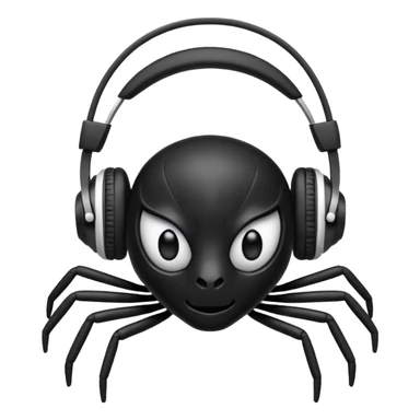 A black spider with white headphones sticker