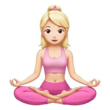 Blonde girl doing yoga, pink thematic sticker