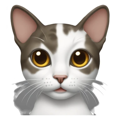 American wire head cat with black and mousey brown on the back and white bottom off of her face and neck sticker