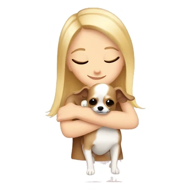 Blond white girl hugging brown chihuahua  sticker
