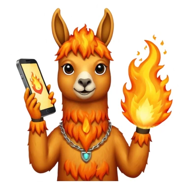 una llama de fuego que tenga en la mano un telefono sticker