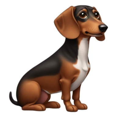 Black white and brown Wiener dog sticker