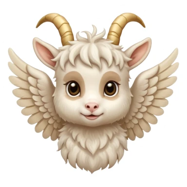 beige cute baby goat face with angel wings  sticker