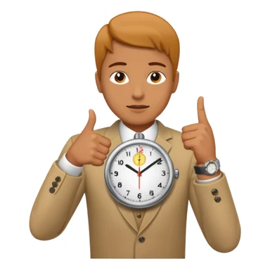 Emoji saying now maybe a watch and ur pointing at it like times up sticker