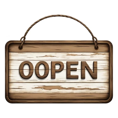 rustic wooden open sign sticker