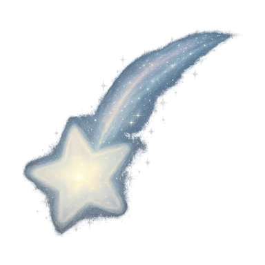 celestial shooting star with a glowing trail, whimsical sticker