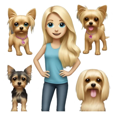 long blonde hair blue eyed girl walking chihuahua and yorkie sticker