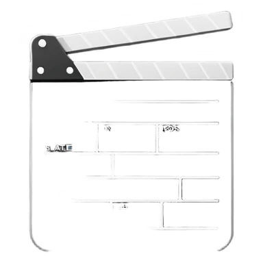 absolute minimalist film slate icon, just geometric shapes, 3-4 lines only sticker