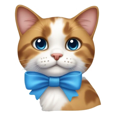 cute calico cat with a blue bow in the neck sticker