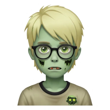 boy zombie with blonde emo hair and green skin and glasses sticker