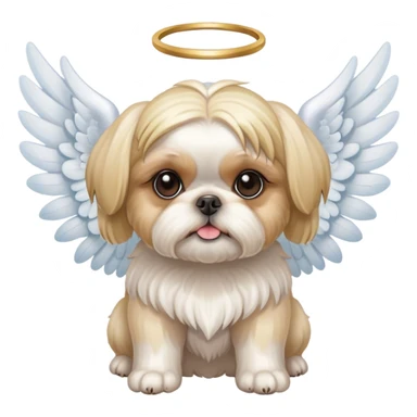 Blonde Shih Tzu with angel wings sticker